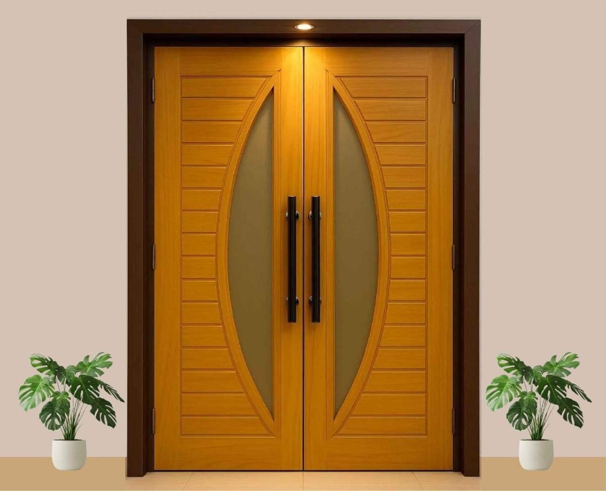 Beautiful Carved Wooden Door with Traditional Patterns